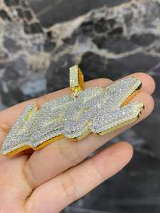 Joyería Hip Hop Unisex, Colgante Personalizado con Letra, Plata de Ley 925, Chapado en Oro, Moissanita con Corte Brillante, Engaste de Garras, Dvars - Product Image 2