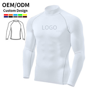"Men's Long Sleeve Rash Guard UPF 50+ Mock <b>Compression</b> Quick Dry UV Protection Surf Swim <b>Shirt</b> <b>Custom</b> Logo OEM ODM" - Product Image 1