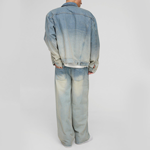 Quality Casual Embroidered Windproof Oversized Drop Shoulder Denim <b>Jeans</b> <b>Jacket</b> for Men Distressed <b>Black</b> 100% Cotton Winter - Product Image 2