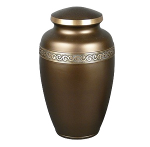 Urne funéraire en laiton poli gravé brun pour cendres humaines adultes, style américain/européen - Product Image 1