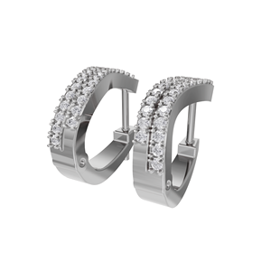 Aarinya Cascade Twist, Pendientes de Aro Clásicos Chapados en Oro de 18K con Diamantes Cultivados en Laboratorio, Certificados por IGI, Aros Huggie de Doble Fila con Pavé - Product Image 4