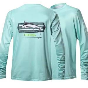 Camisas de Pesca de Manga Larga para Hombre, Estilo Urbano, Spandex/Poliéster, Cuello Redondo, Secado Rápido, Transpirables, Anti-UV, OEM - Product Image 2