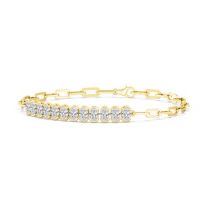 Oval Cut Lab Grown Diamond Half Paperclip Chain Bracelet 3.96 CTW in 14K Yellow Gold - Product Image 2