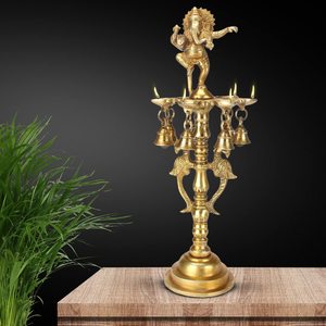 Lampe à huile Art Déco Paon en laiton avec cloche, pour Diwali et les occasions de mariage, à prix de gros abordable - Product Image 5