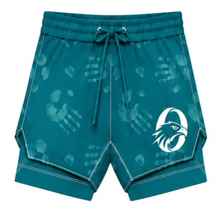 Teal White <b>Swim</b> Set Sleeveless Racerback Tank <b>Top</b> with Matching Shorts Lightweight Quick Dry Training Performance Swimwear - Product Image 4