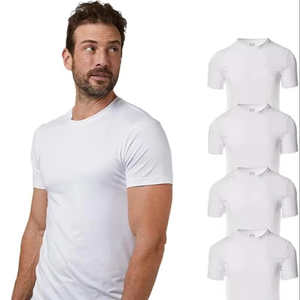 T-shirts décontractés pour hommes à manches courtes en coton biologique 100% tricoté, col rond, personnalisables avec logo, respirants, qualité OEM/ODM - Product Image 1