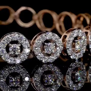 New Round Shape Moissanite Diamond Bracelet Bezel Setting 18K <b>Rose</b> Gold Diamond Bracelet for Both Men and Women - Product Image 4