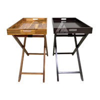 Plateau à thé en bois d'acacia de luxe moderne de haute qualité, plateau latéral amovible pour meubles de salon, respectueux de l'environnement