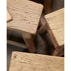 Tabouret rustique artisanal en bois d'orme |   Finition Naturelle en Gros |   Moradabad Inde - Product Image 2