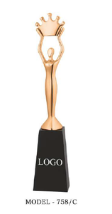 <b>Trophy</b> Model 758/A B C Zinc Alloy Plated Crown Figure Sports Award Engraving Durable Pyramid Base - Product Image 5