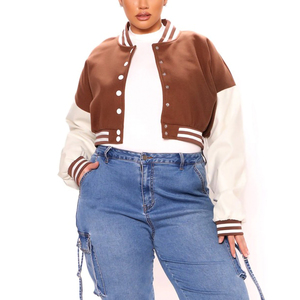 Wholesale Customized Casual Streetwear <b>Cropped</b> Varsity <b>Jackets</b> Women Casual Streetwear Custom Breathable Comfortable Casual Wear - Product Image 4