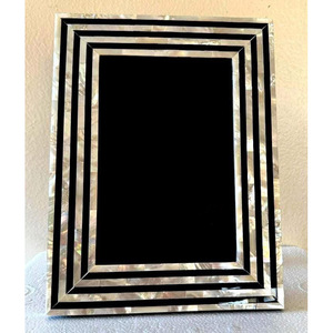 Classic Mother Of Pearl <b>Photo</b> <b>Frame</b> Luxury <b>Black</b> And White Striped MOP Inlay Picture <b>Frame</b> Wholesale Home Decor Tabletop Display - Product Image 1