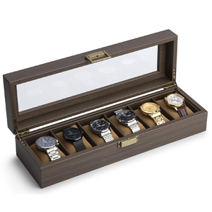 Boîte à montres en bois de style nouveau, très vendue, qualité supérieure, en bois d'acacia, avec couvercle en acrylique et 6 emplacements pour montres - Product Image 1