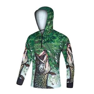 เสื้อเชิ้ตตกปลาแขนยาวมีฮู้ดสำหรับผู้ชาย สีไล่ระดับ พร้อมป้องกันรังสียูวี พิมพ์ลายแบบซับลิเมชั่น เสื้อพูลโอเวอร์ - Product Image 6