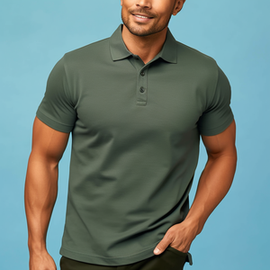Polos en coton 100% pour hommes, taille plus, manches courtes, polos de golf personnalisés avec logo brodé - Product Image 5