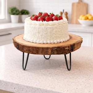 Soporte Redondo de Madera para Tartas, Pedestal Rústico para Exhibición de Postres, Soporte para Servir Repostería para Mesa de Fiesta, Modelo Aqudus Saleem Aq116 - Product Image 3