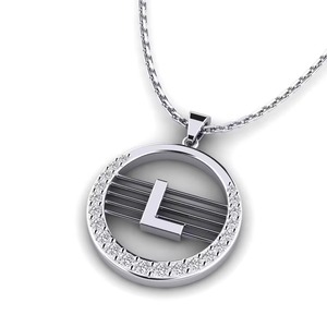 Colgante con Letra L en Plata 925, Moissanita y Cristales de Estrás, Estilo Hip Hop, Unisex, para Regalo - Product Image 3