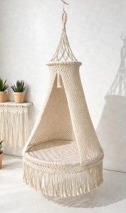 Handmade Macrame Hanging Chair Boho Swing Chair Cotton Rope <b>Hammock</b> <b>Seat</b> Beach & Garden Decor - Product Image 3