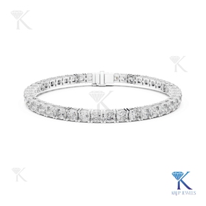 Luxury 3.50 X 3.50 Cushion Cut Lab Diamond Tennis <b>Bracelet</b> 14K 18K <b>Solid</b> Gold Fine Unisex Jewelry Party Gift - Product Image 2