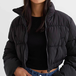 Women's <b>Stand</b> Collar Down Jackets Cropped Style Puffer Coat OEM ODM Custom Made Winter Women's Outerwear Customized - Product Image 5