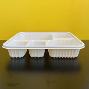 Boîte alimentaire biodégradable en amidon de maïs, 3 à 5 compartiments, design 2026, écologique, jetable, pour plats à emporter - Product Image 6