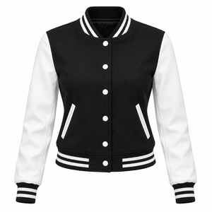 Blouson universitaire matelassé en cuir pour femme, respirant, avec doublure en coton imperméable teint et brodé, de haute qualité, personnalisable OEM - Product Image 2