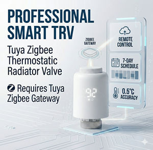 Vanne thermostatique intelligente Tuya Zigbee TRV <span class=keywords><strong>avec</strong></span> écran LED, contrôleur de température programmable, actionneur compatible Alexa Google - Product Image 3