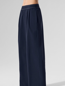 Pantalon en satin taille haute pour femme, coupe ample, jambe large, couleur unie, taille élastique, décontracté, pour l'automne - Product Image 3