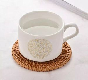 High quality handwoven rattan coaster set for home and office trendy decorative coasters for drinks coffee and tea lovers - Product Image 1