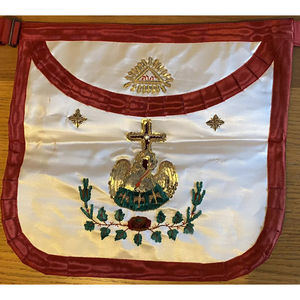 ผ้ากันเปื้อนพิธีกรรมมาสันแบบโบราณและได้รับการรับรอง ระดับ 18 องศา ปี 2025 คุณภาพสูง ผลิตตามสั่ง ลายกุหลาบครูซ์ สกอตแลนด์ สไตล์หรือดีไซน์ใหม่ - Product Image 1