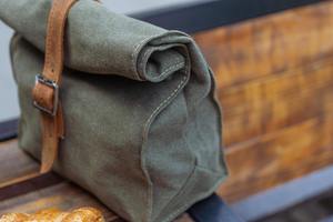 Sac à déjeuner vintage en cuir et toile durable, isotherme, avec fermeture éclair, imperméable, pour transporter les repas, LCLB-0013 - Product Image 5