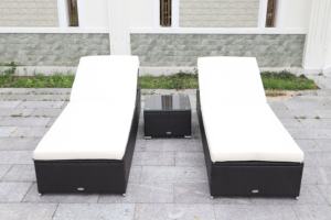 Outdoor Steel Frame Rattan <b>Sun</b> <b>Loungers</b> Wholesale Modern Sunbed Set Garden Furniture Seat <b>Cushion</b> 8cm Carton Packaging Set - Product Image 5
