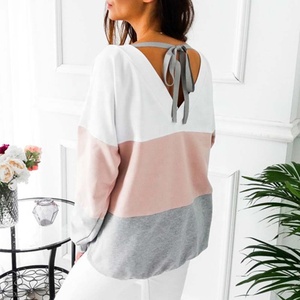 แขนยาว LACE UP ผ้าพันแผลเสื้อกันหนาว HOODIE หลวมเสื้อลำลองเสื้อ TEE เสื้อ HOODIES PULLOVERS FEM ME - Product Image 3