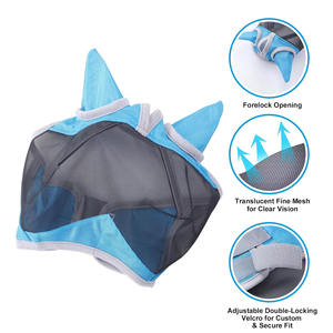 Produits d'équitation de qualité supérieure, masque anti-mouches confortable avec longue protection nasale, prix de gros, masque anti-mouches pour chevaux - Product Image 2