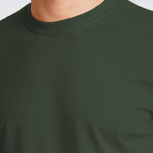 T-shirt pour homme en coton vert uni à col rond, manches courtes, coupe classique, t-shirt décontracté en jersey de coton, teinture unie, col rond, t-shirt pour homme - Product Image 6