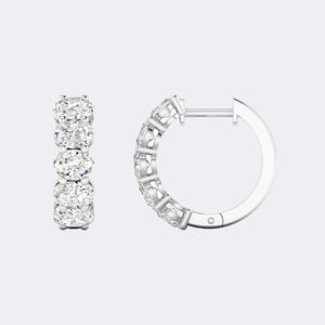 Pendientes de aro tipo huggie con engaste de puntas compartidas y corte ovalado de 2.00 quilates - Product Image 5