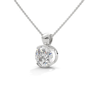 Sterling <b>Silver</b> Solitaire Pendant <b>Necklace</b> with Lab Grown Diamond Accent Fine Jewelry for Modern Elegant Styling - Product Image 2