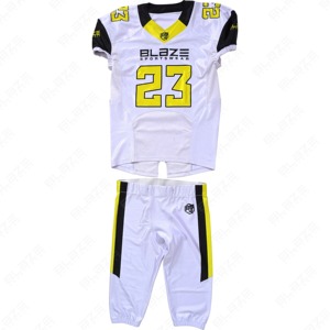 Blaze Sportswear American Football Jersey Set White Yellow 23 V-Neck Short Sleeve Moisture Wicking Fitted Uniform Men Adult - Product Image 3