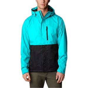 Men's Hooded Color Blocking Waterproof Jacket Casual Autumn Zipper Closure Regular Fit Tan Black - Product Image 3