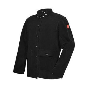 Top-Ranked Unisex Heavy Duty Welding <b>Jacket</b> with Fr Split Cowhide Leather Black Leather <b>Work</b> Safety <b>Jacket</b> Customizable Logo - Product Image 2