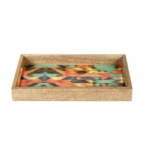 Bandeja de Servir de Madera de Mango con Estampado de Mosaico Geométrico Multicolor, Plato Decorativo Rectangular Artesanal al por Mayor para Pedidos al por Mayor - Product Image 6