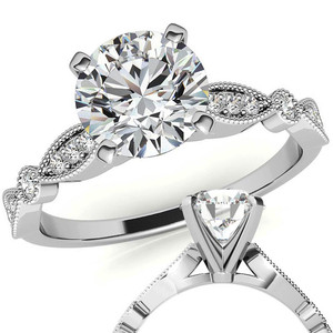 แหวนหมั้นเพชรแล็บโกรว์ดีไซน์ลายสแกลลอปทองคำ 18k สวยงาม พร้อมลายมิลเกรน สำหรับผู้หญิงและเด็กผู้หญิง สวมใส่ในงานแต่งงาน - Product Image 3