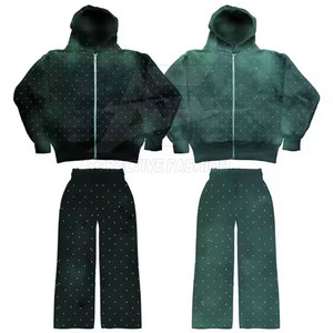 Comfortable Streetwear Rhinestone Tracksuit With Cozy Feel Rhinestone Tracksuit For Casual Daily Comfort - Product Image 6