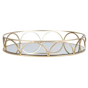Bandeja Espejo Geométrica Bañada en Oro, Plato Decorativo para Servir, Diseño Contemporáneo, Patrón Abstracto, Asa Funcional, Pieza Única - Product Image 2