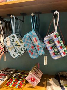 Collection de sacs en toile à motifs fantaisie variés avec perles de verre, sacs à bandoulière pour femmes, sacs fourre-tout d'été pour aliments et boissons - Product Image 1