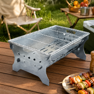 Portable Foldable Charcoal & Wood <b>BBQ</b> Grill Metal Tabletop for Camping Outdoor Use EPDGFC002 - Product Image 6