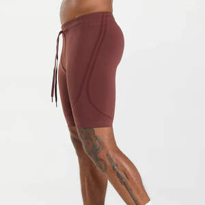 Shorts de compression décontractés pour hommes, style cargo, en tissu peigné uni, pour la gym et l'entraînement, avec soutien et taille mi-haute - Product Image 5