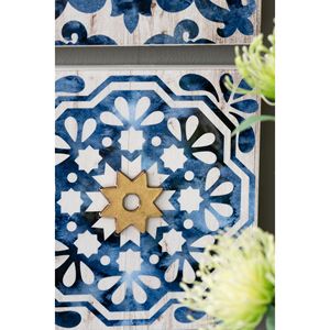 Set di 4 Piastrelle Decorative da Parete Astratte Blu e Bianche con Dettagli Dorati 9,5x9,5 Design Moderno ed Elegante per Casa o Ufficio - Product Image 5