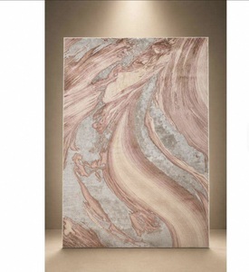 Alfombra de Seda Botánica Anudada a Mano – Diseño Abstracto de Lujo en Tono Rosa - Product Image 3