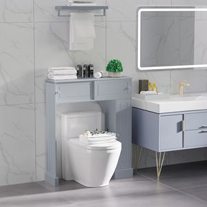 Mobiletto portaoggetti regolabile da posizionare sopra il WC con scaffale, scaffali autoportanti per il bagno - Product Image 2
